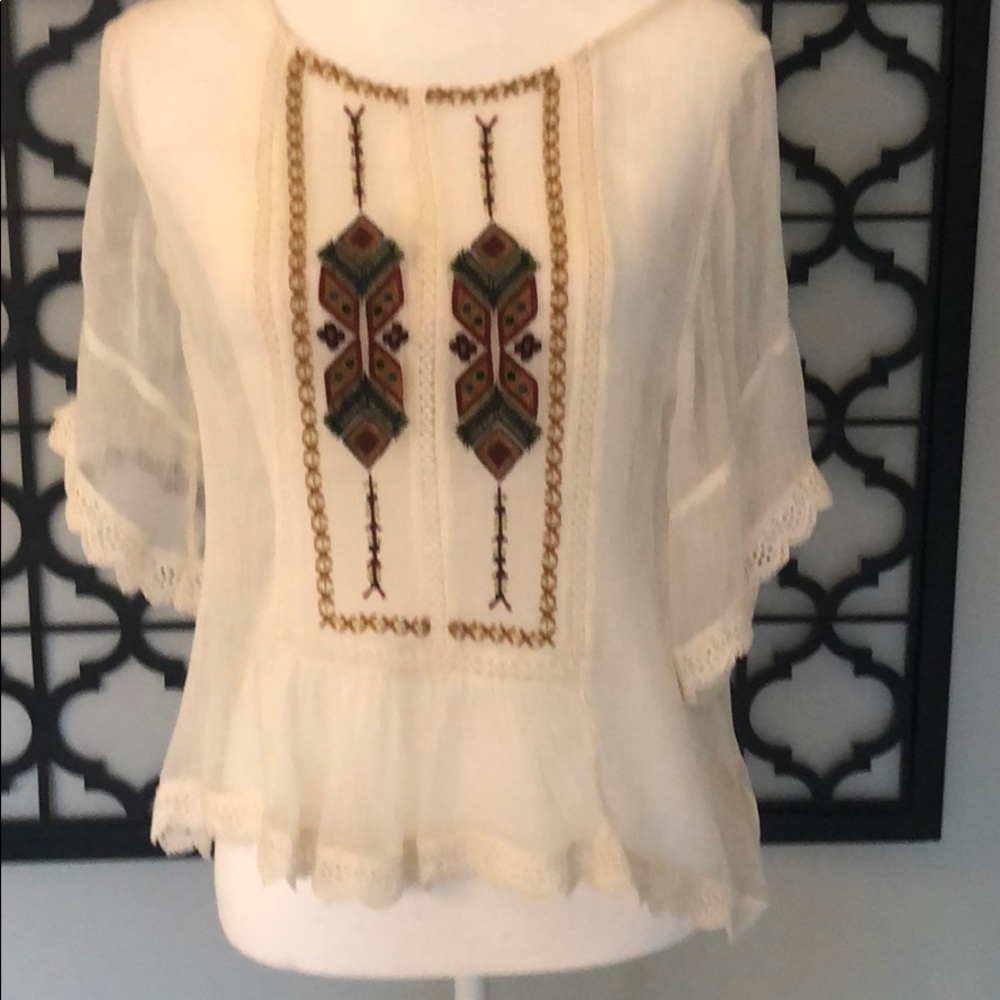 Anthropologie sheer gauzy boho top